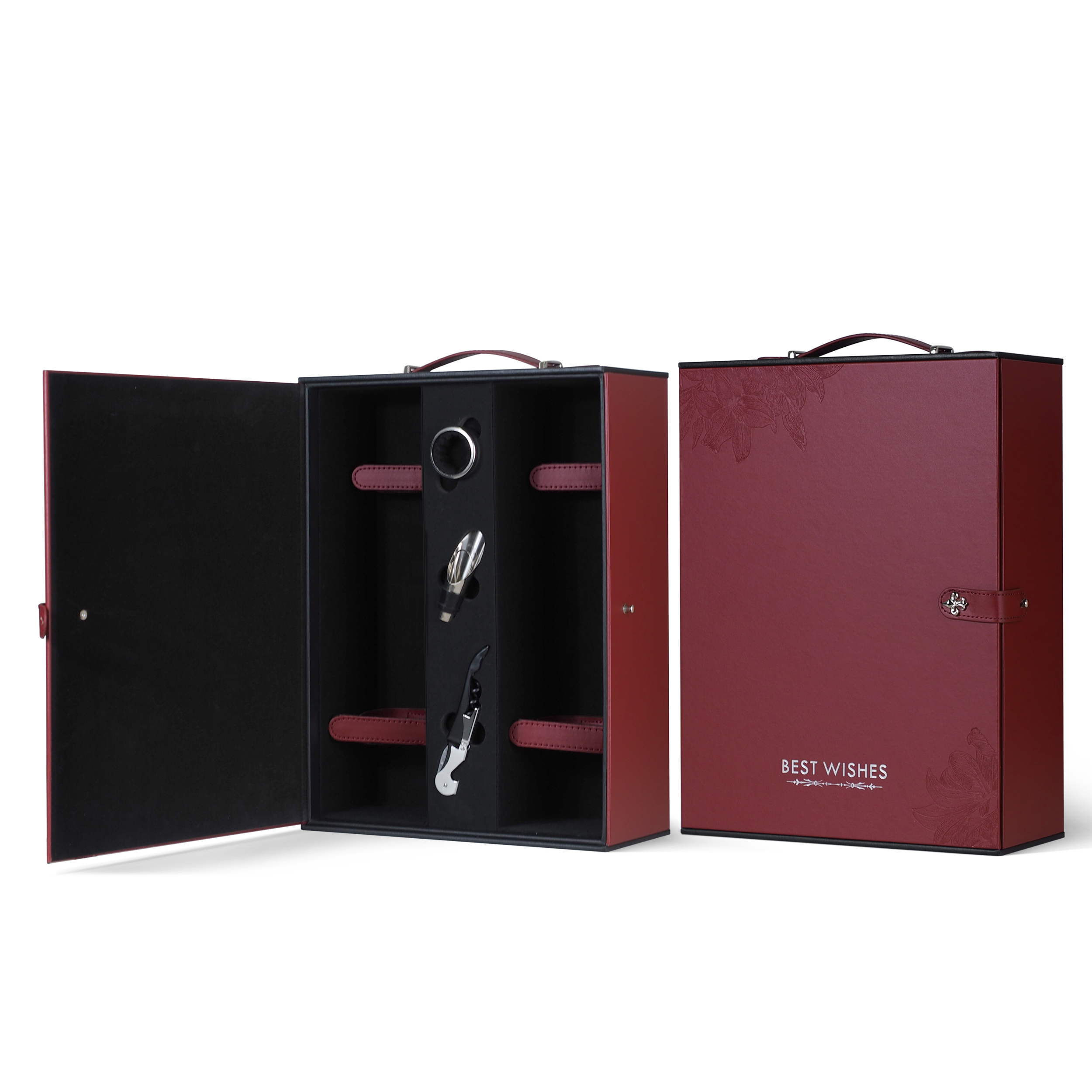 2023款皮盒现货品典系列双支装红酒皮盒葡萄酒礼盒 